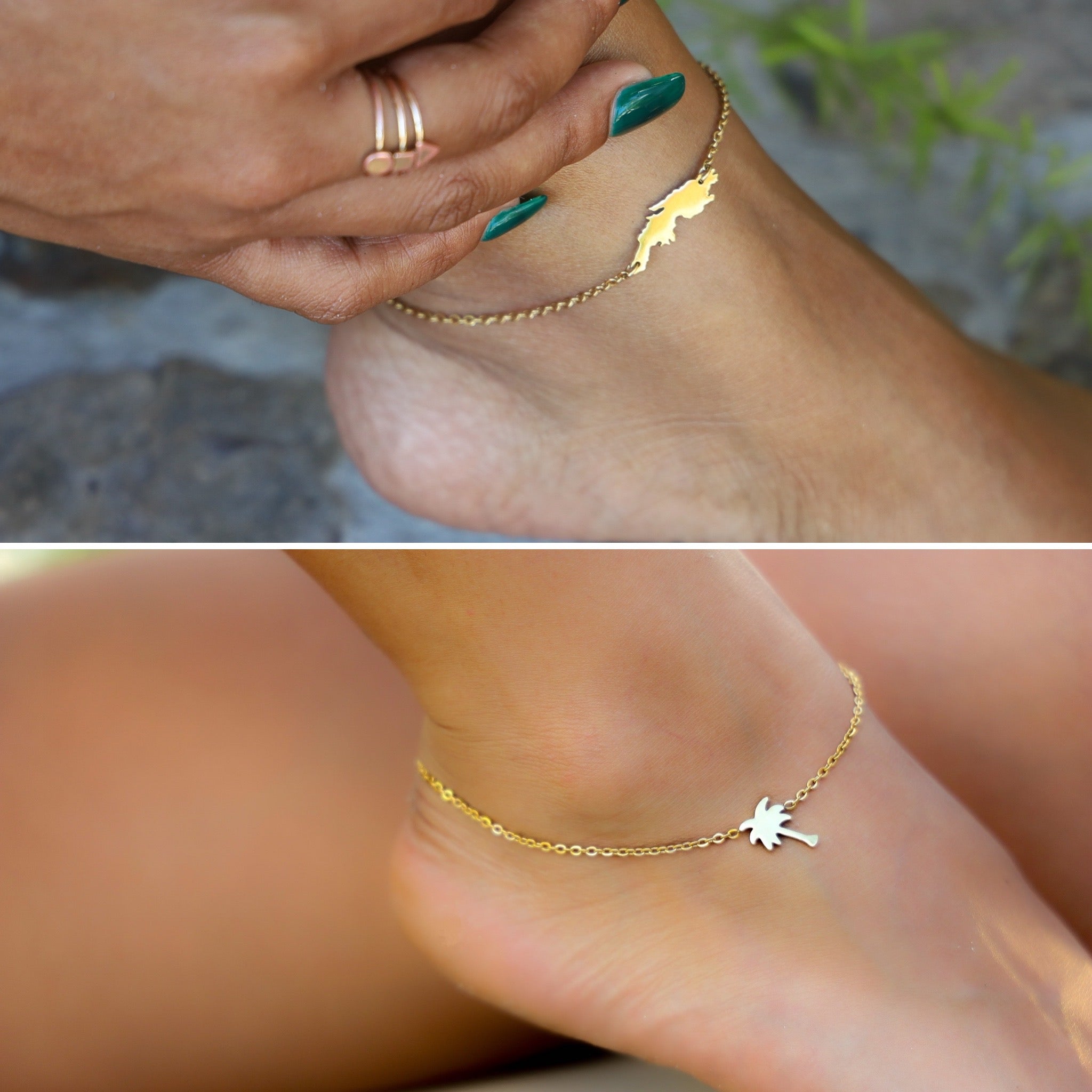St. Thomas Map + Palm Tree Anklet Package